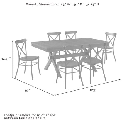 Crosley Hayden 123 Inch 7pc Dining Set W/Camille Chairs Matte-Black - KF20011SL-MB