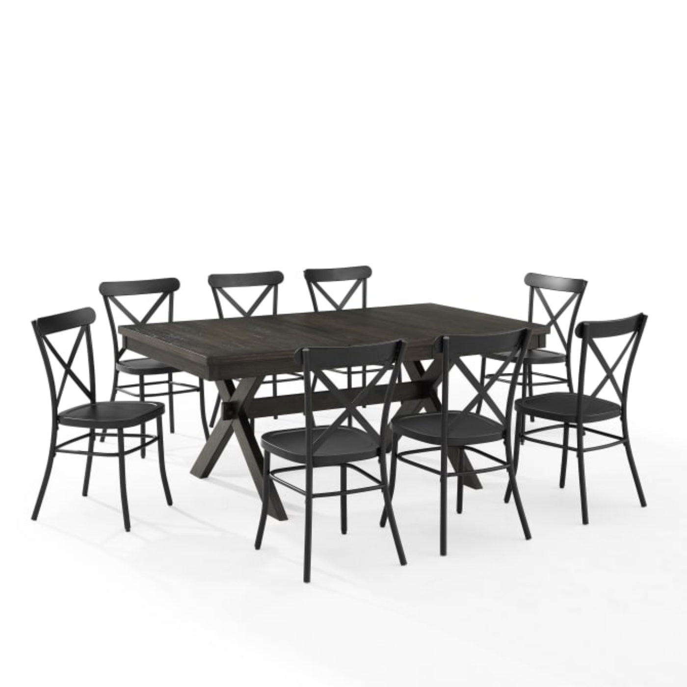Crosley Hayden 123 Inch 9pc Dining Set W/Camille Chairs Matte-Black - KF20012SL-MB