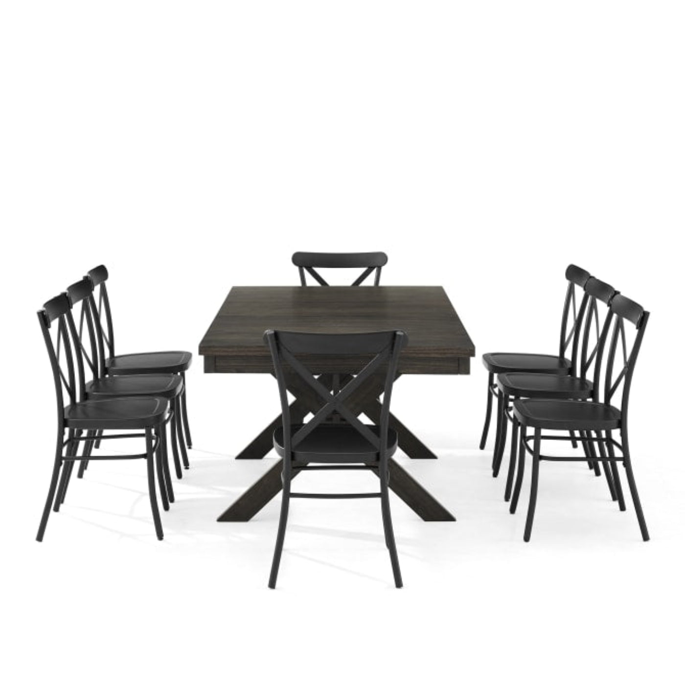 Crosley Hayden 123 Inch 9pc Dining Set W/Camille Chairs Matte-Black - KF20012SL-MB