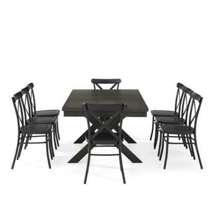 Crosley Hayden 123 Inch 9pc Dining Set W/Camille Chairs Matte-Black - KF20012SL-MB