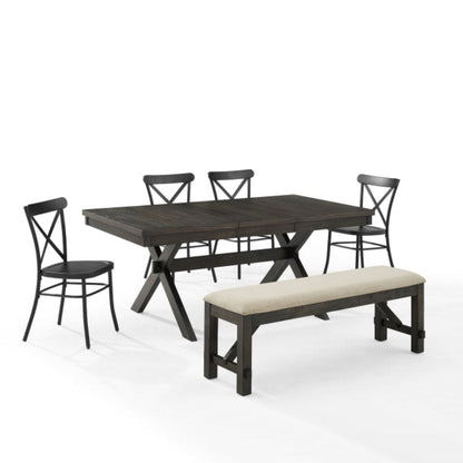 Crosley Hayden 123 Inch 6pc Dining Set W/Camille Chairs Matte-Black - KF20013SL-MB