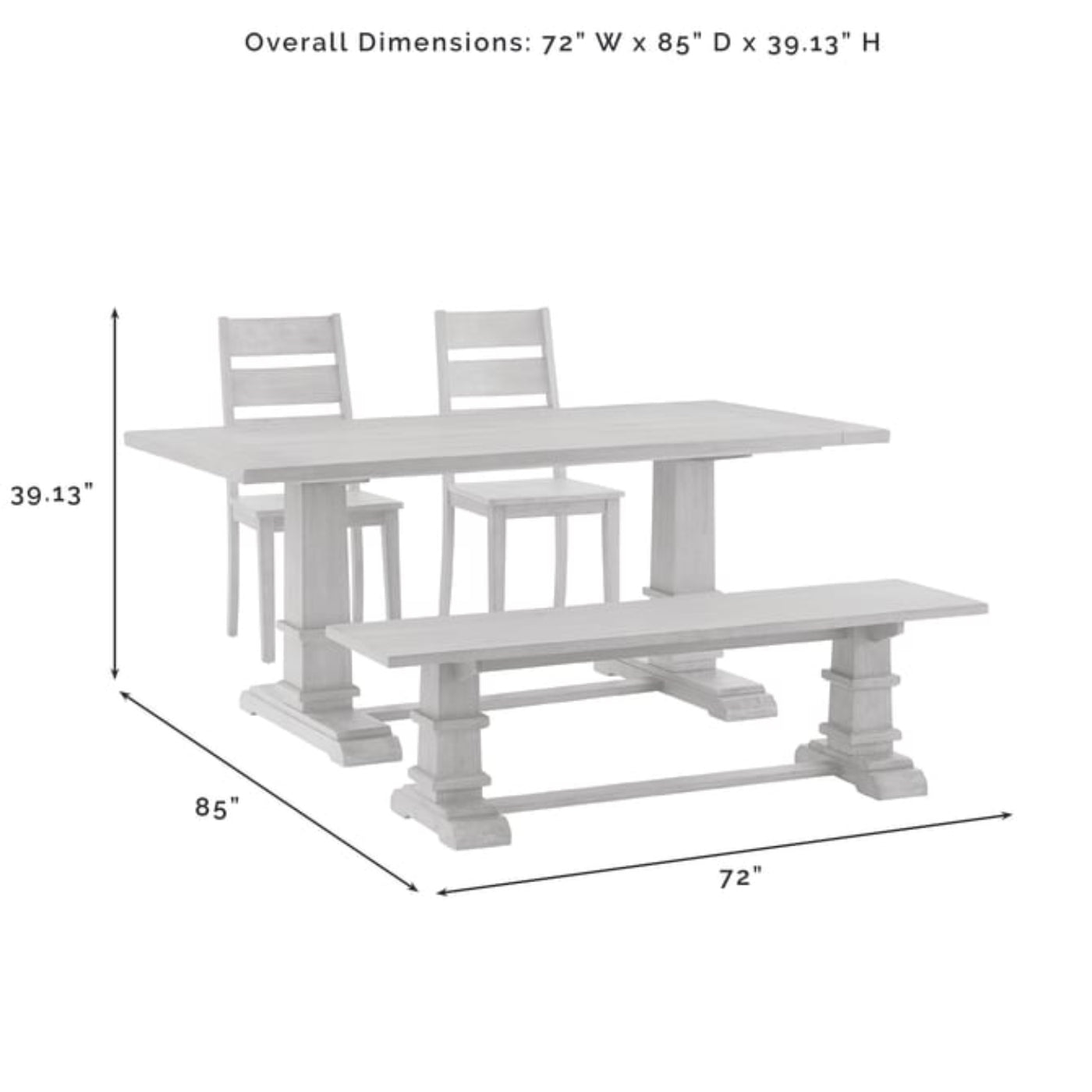 Crosley Joanna 72 Inch 4pc Dining Set Rustic-Brown - KF20017RB