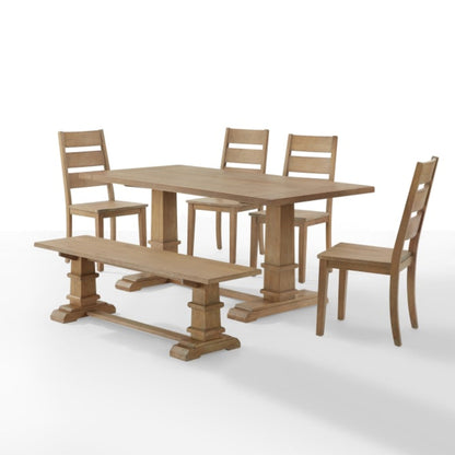 Crosley Joanna 128 Inch 6pc Dining Set Rustic-Brown - KF20020RB