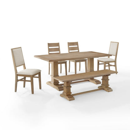 Crosley Joanna 128 Inch 6pc Dining Set Rustic-Brown - KF20022RB