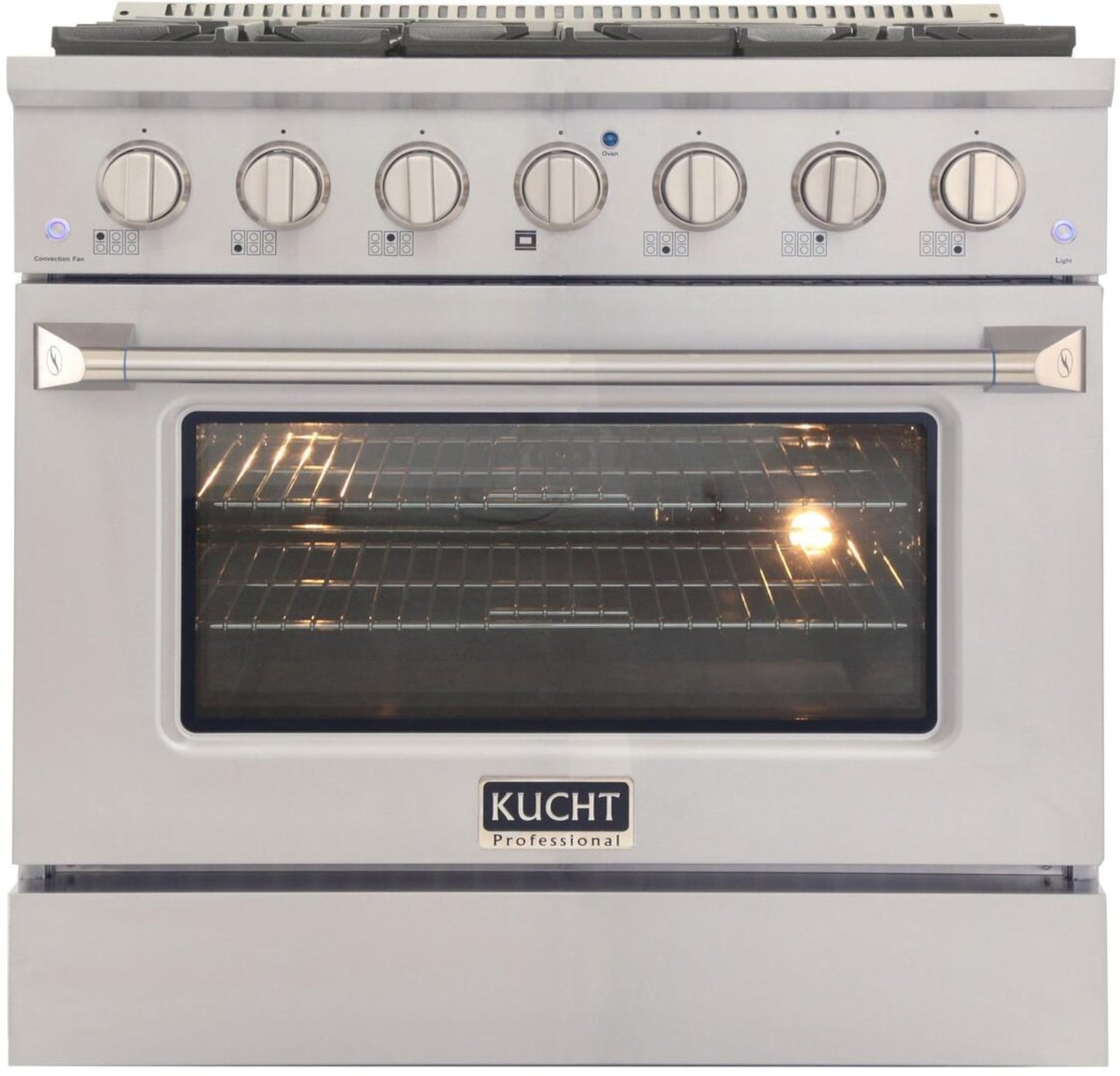 Kucht Professional 36 in. 5.2 cu ft. Natural Gas Range with Silver Knobs - KNG361-S