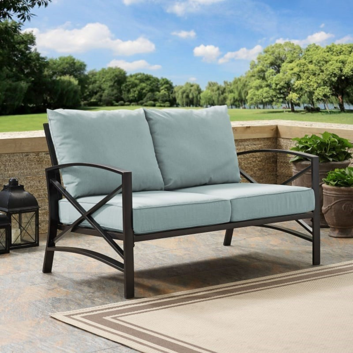 Crosley Kaplan 54 Inch Outdoor Metal Loveseat - KO60008