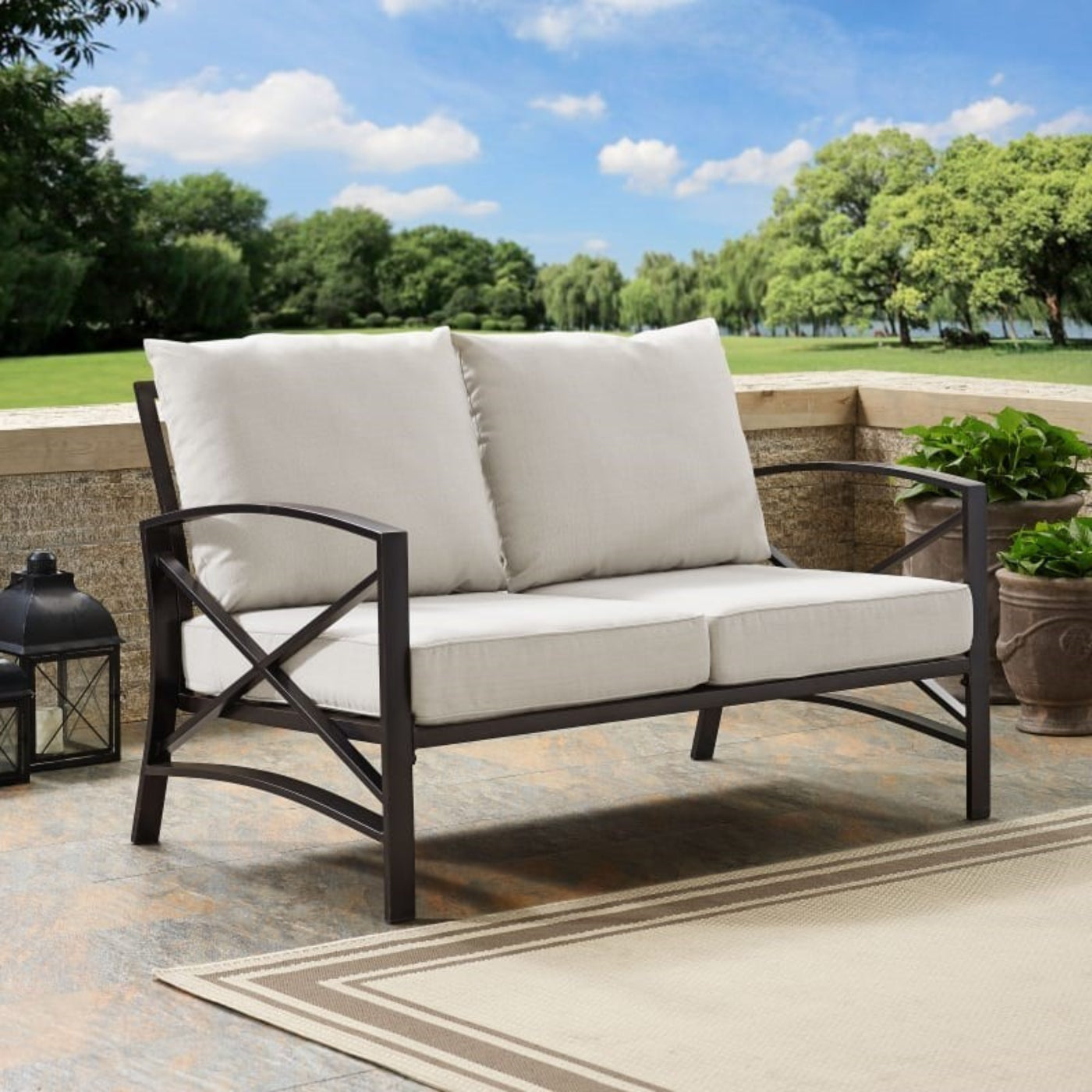 Crosley Kaplan 54 Inch Outdoor Metal Loveseat - KO60008