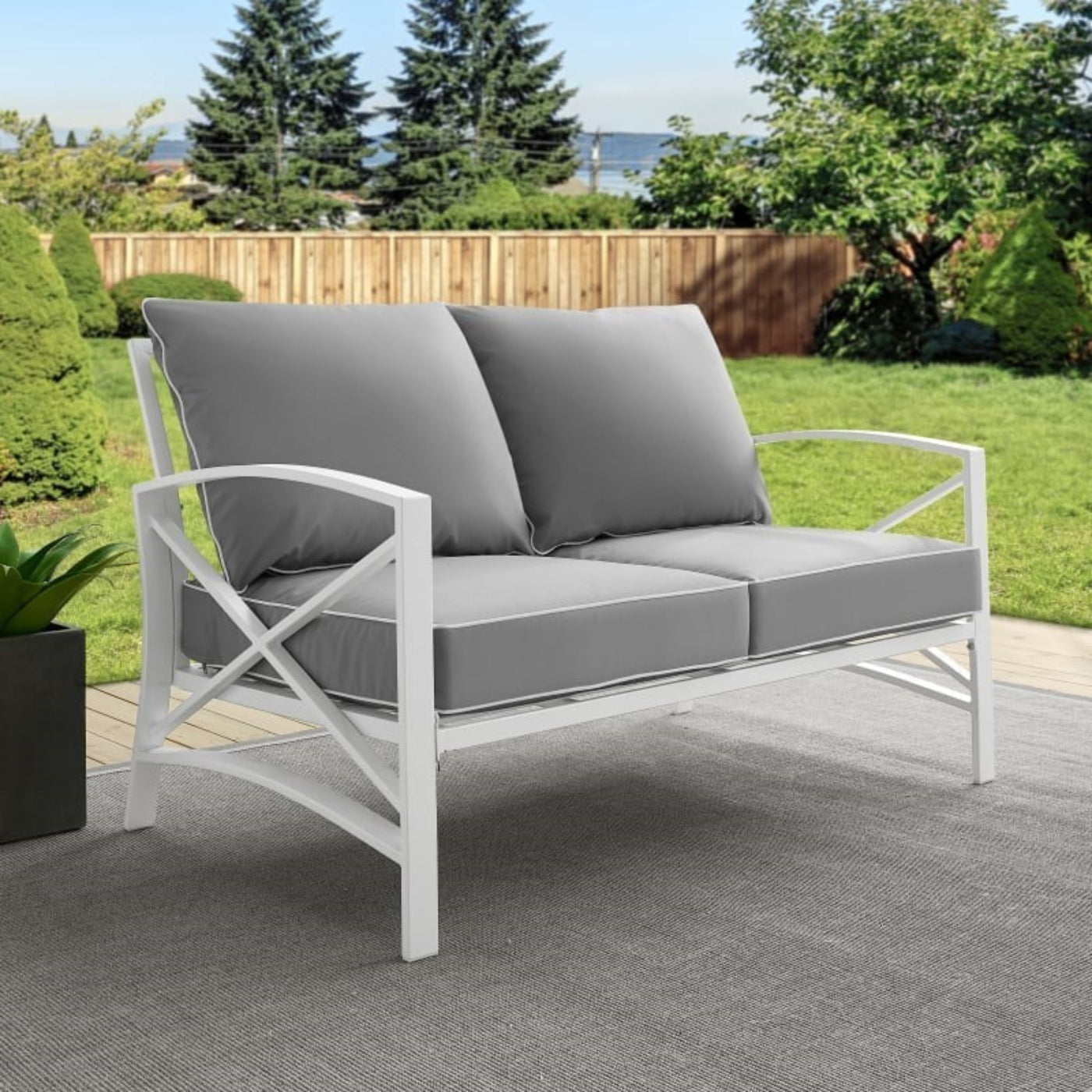 Crosley Kaplan 54 Inch Outdoor Metal Loveseat - KO60008