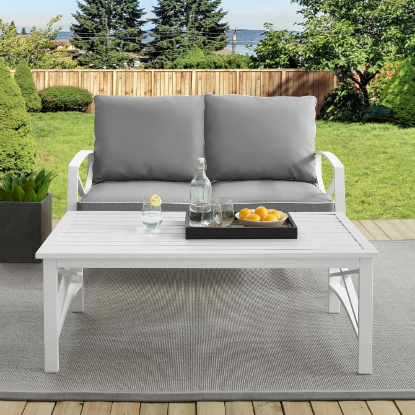 Crosley Kaplan 50 Inch 2pc Outdoor Metal Conversation Set - KO60010WH