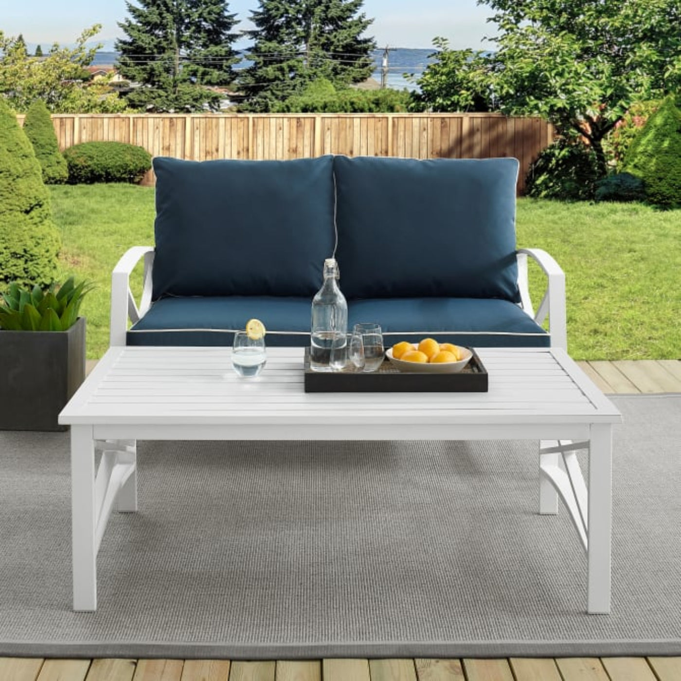 Crosley Kaplan 50 Inch 2pc Outdoor Metal Conversation Set - KO60010WH