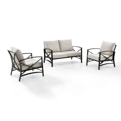 Crosley Kaplan 137.50 Inch 3pc Outdoor Metal Conversation Set - KO60011BZ