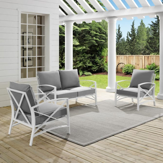 Crosley Kaplan 137.50 Inch 3pc Outdoor Metal Conversation Set - KO60011WH
