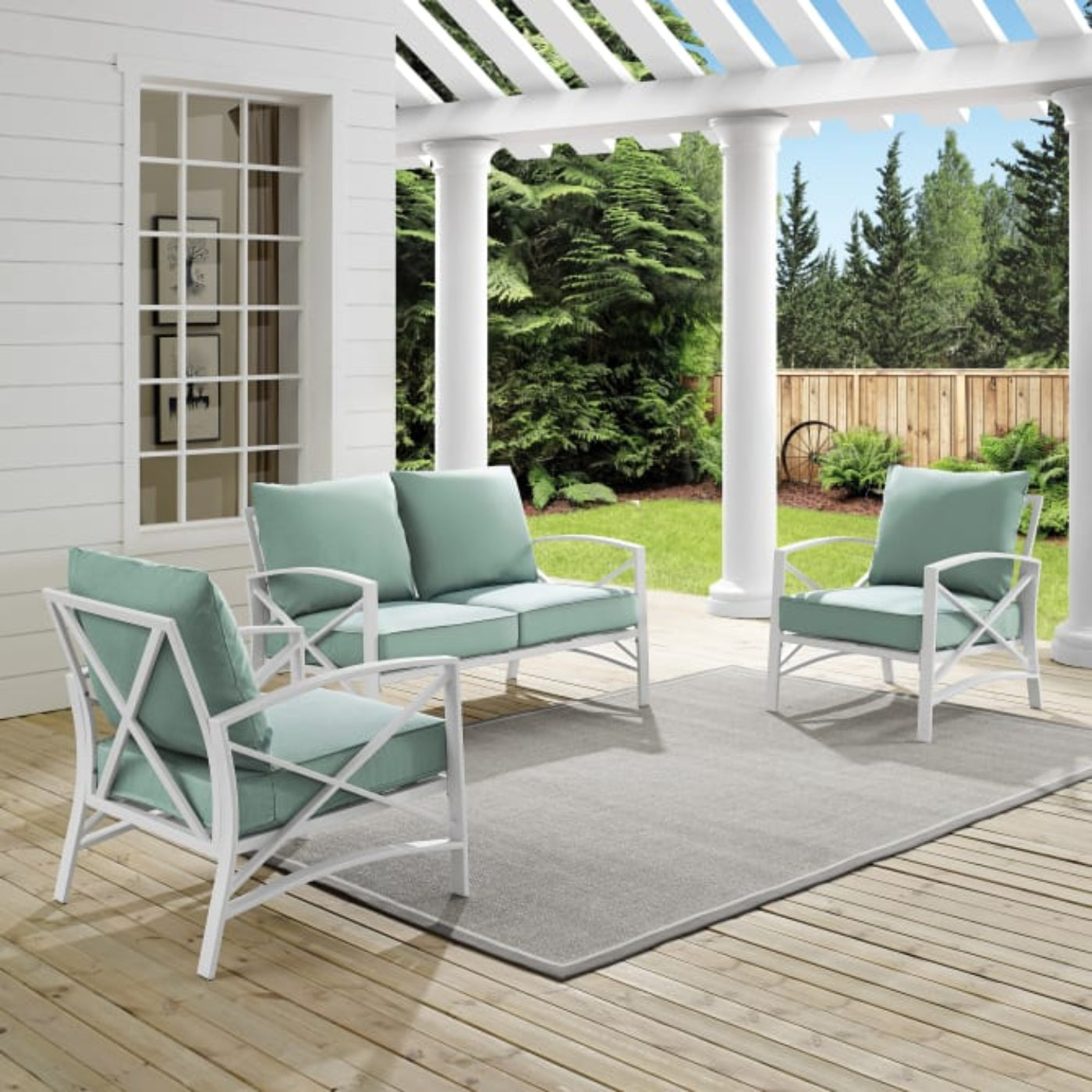Crosley Kaplan 137.50 Inch 3pc Outdoor Metal Conversation Set - KO60011WH