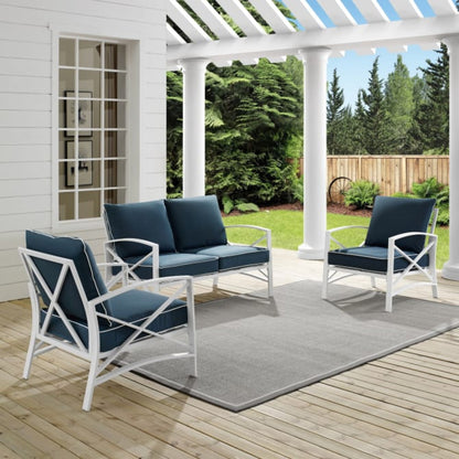 Crosley Kaplan 137.50 Inch 3pc Outdoor Metal Conversation Set - KO60011WH