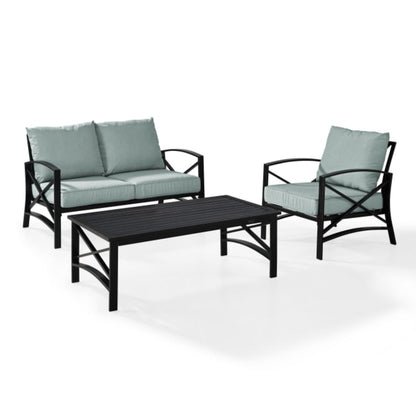 Crosley Kaplan 95.50 Inch 3pc Outdoor Metal Conversation Set - KO60014BZ