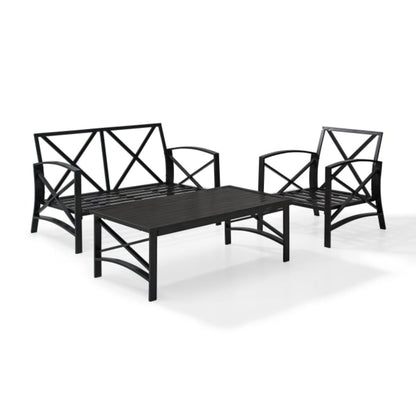 Crosley Kaplan 95.50 Inch 3pc Outdoor Metal Conversation Set - KO60014BZ
