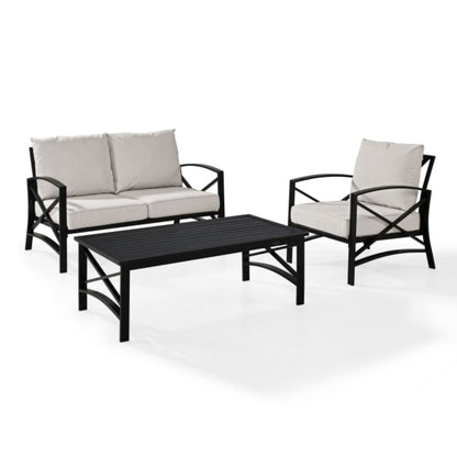 Crosley Kaplan 95.50 Inch 3pc Outdoor Metal Conversation Set - KO60014BZ