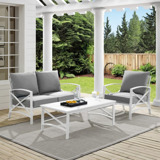 Crosley Kaplan 95.50 Inch 3pc Outdoor Metal Conversation Set - KO60014WH