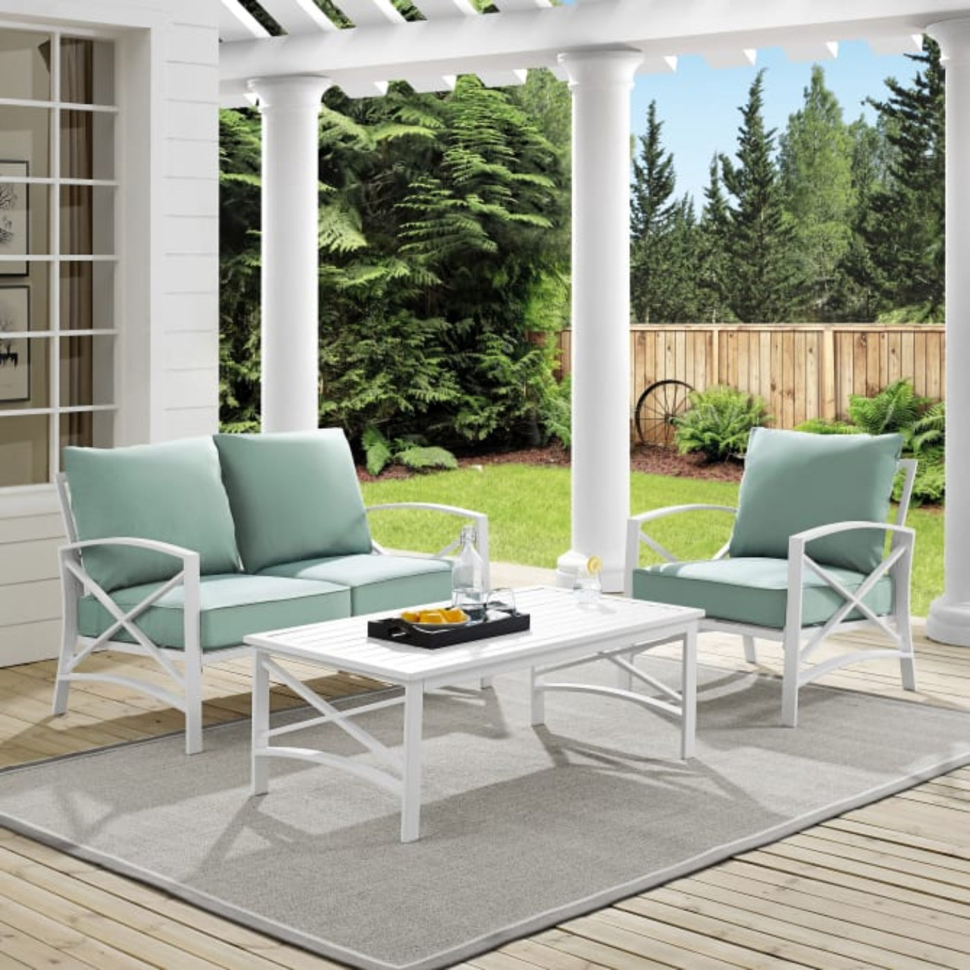 Crosley Kaplan 95.50 Inch 3pc Outdoor Metal Conversation Set - KO60014WH