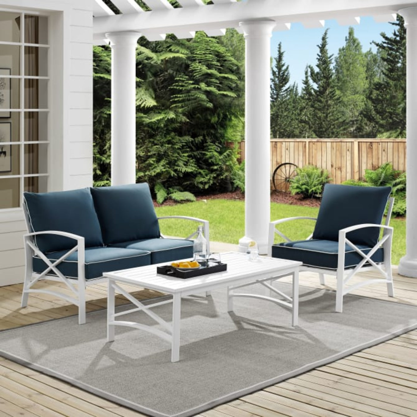 Crosley Kaplan 95.50 Inch 3pc Outdoor Metal Conversation Set - KO60014WH