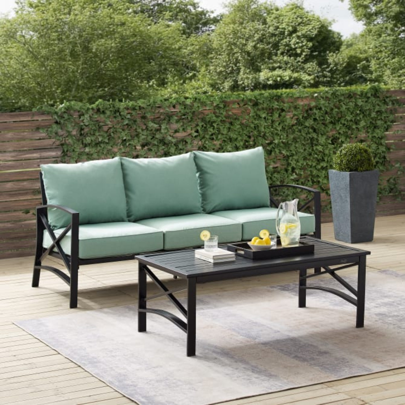 Crosley Kaplan 79 Inch 2pc Outdoor Metal Sofa Set - KO60029WH