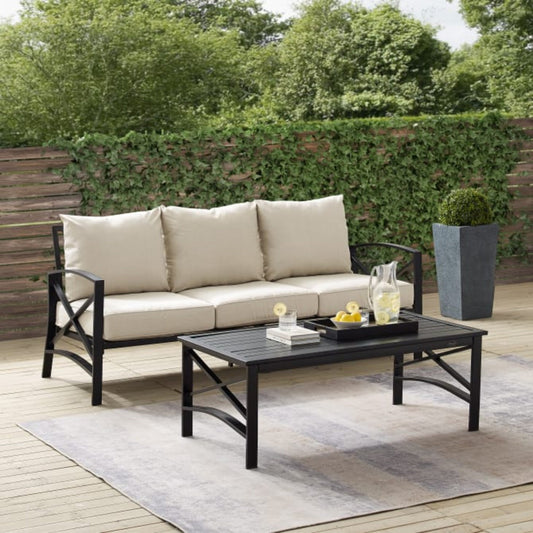 Crosley Kaplan 79 Inch 2pc Outdoor Metal Sofa Set - KO60029WH