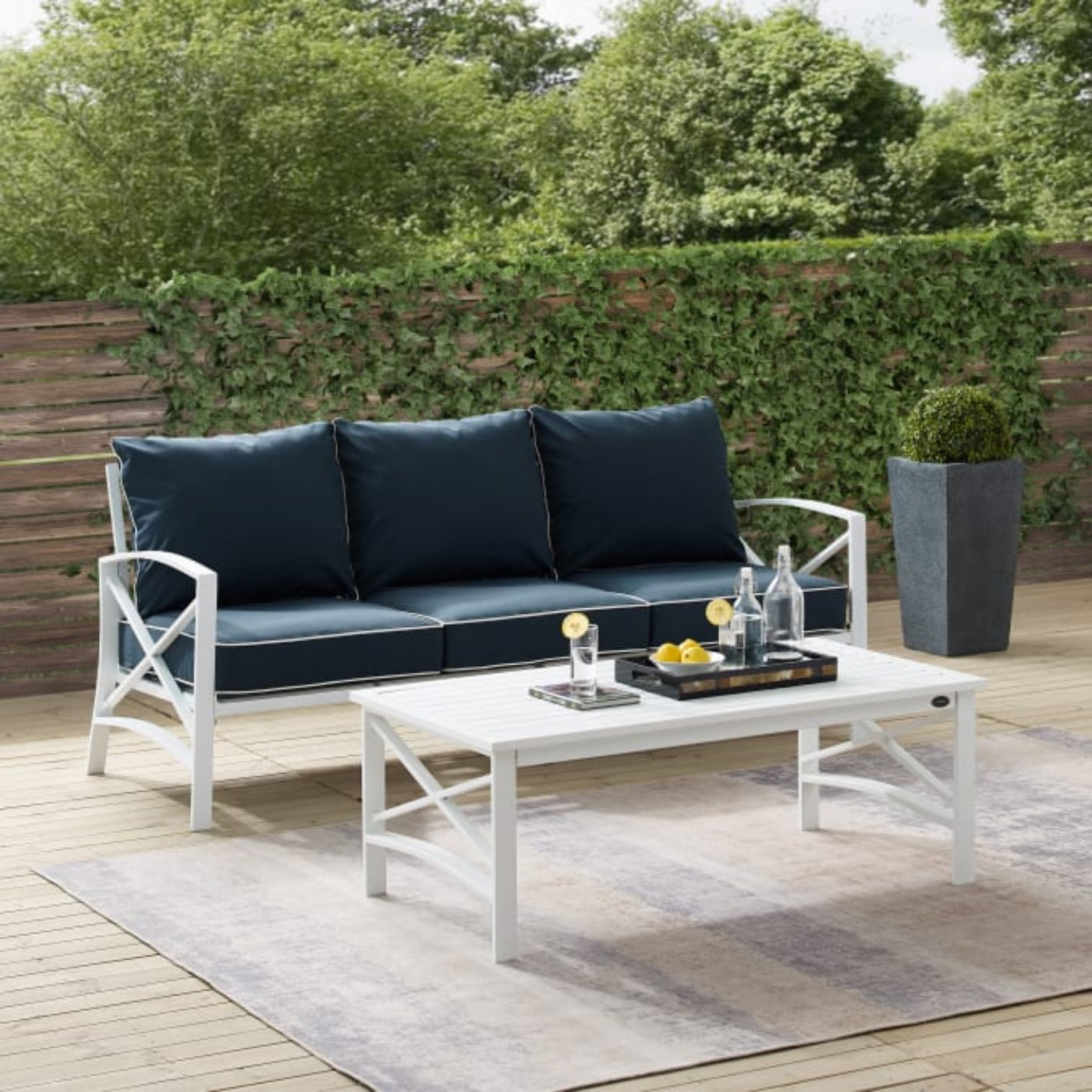 Crosley Kaplan 79 Inch 2pc Outdoor Metal Sofa Set - KO60029WH