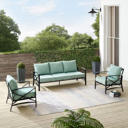 Crosley Kaplan 147 Inch 3pc Outdoor Metal Sofa Set - KO60030BZ