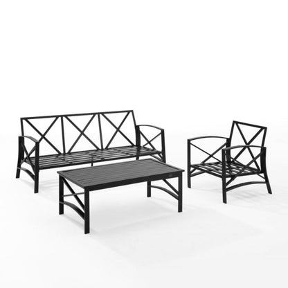 Crosley Kaplan 119 Inch 3pc Outdoor Metal Sofa Set - KO60031BZ