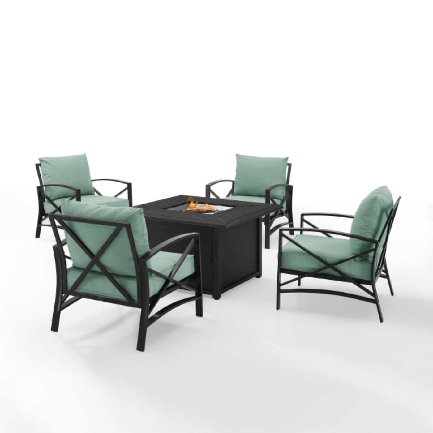 Crosley Kaplan 140 Inch 5pc Outdoor Metal Conversation Set W/Fire Table - KO60035BZ