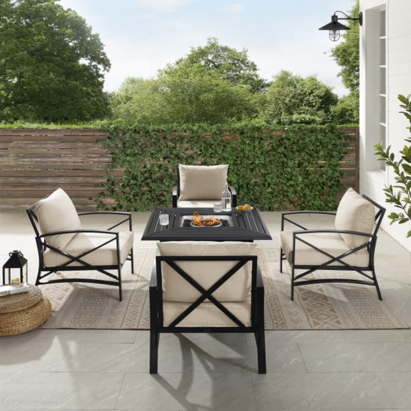 Crosley Kaplan 140 Inch 5pc Outdoor Metal Conversation Set W/Fire Table - KO60035BZ