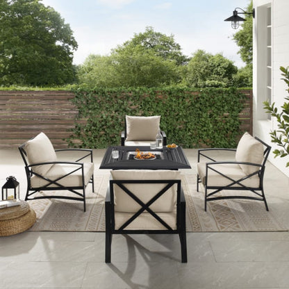 Crosley Kaplan 140 Inch 5pc Outdoor Metal Conversation Set W/Fire Table - KO60035BZ