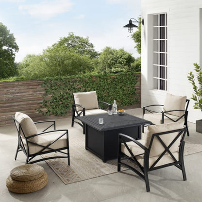 Crosley Kaplan 140 Inch 5pc Outdoor Metal Conversation Set W/Fire Table - KO60035BZ