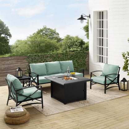 Crosley Kaplan 147 Inch 5pc Outdoor Metal Sofa Set W/Fire Table - KO60036