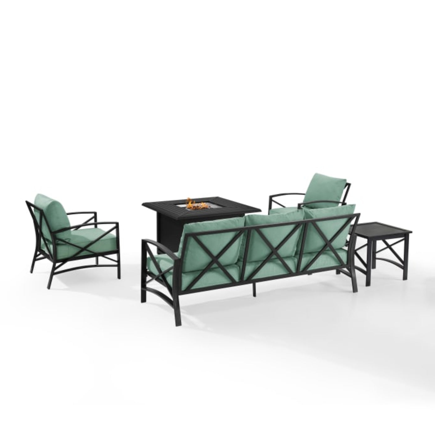 Crosley Kaplan 147 Inch 5pc Outdoor Metal Sofa Set W/Fire Table - KO60036