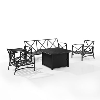 Crosley Kaplan 147 Inch 5pc Outdoor Metal Sofa Set W/Fire Table - KO60036