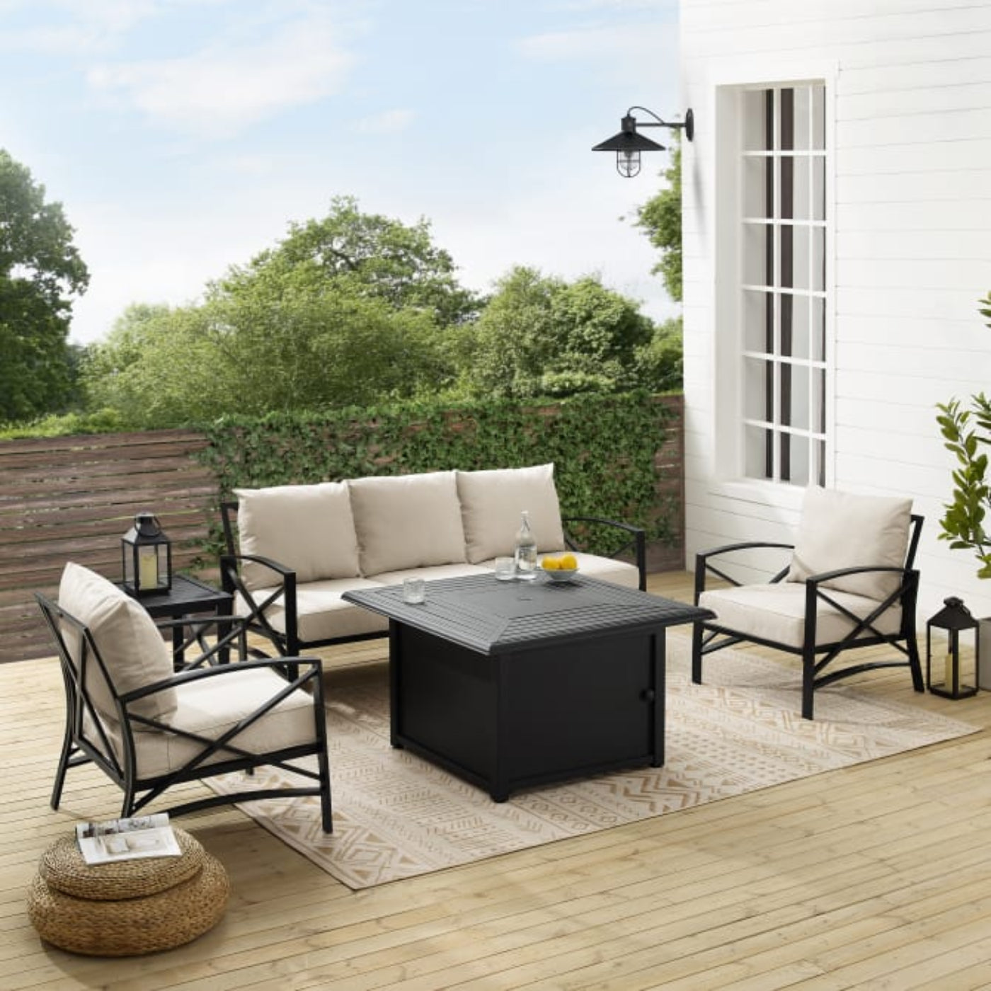 Crosley Kaplan 147 Inch 5pc Outdoor Metal Sofa Set W/Fire Table - KO60036