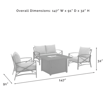 Crosley Kaplan 147 Inch 4pc Outdoor Metal Conversation Set W/Fire Table - KO60037BZ