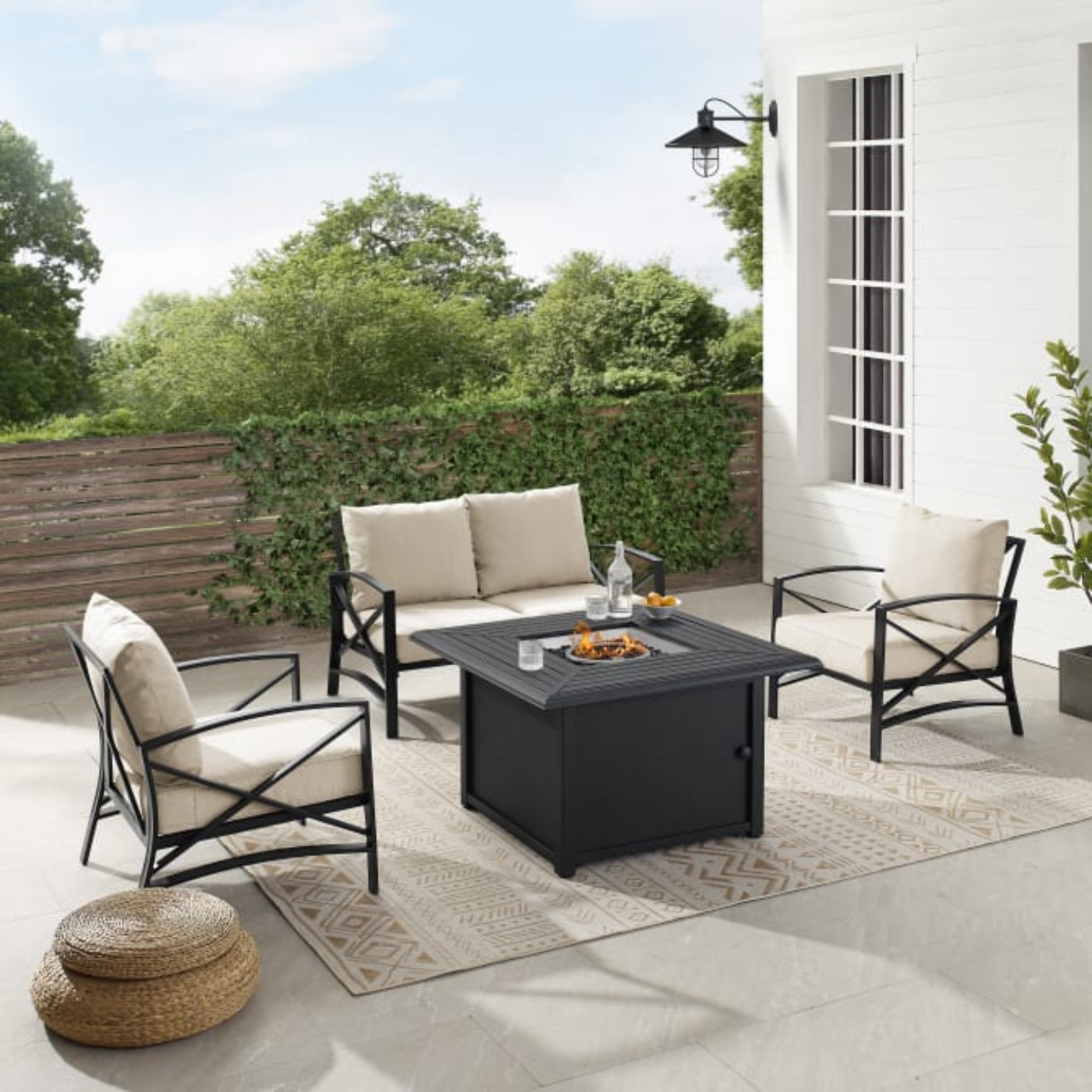 Crosley Kaplan 147 Inch 4pc Outdoor Metal Conversation Set W/Fire Table - KO60037BZ