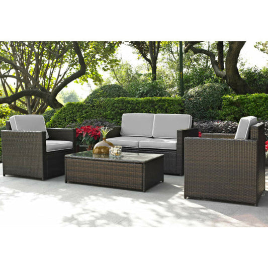 Crosley Palm Harbor 130.50 Inch 4pc Outdoor Wicker Conversation Set - KO70001BR