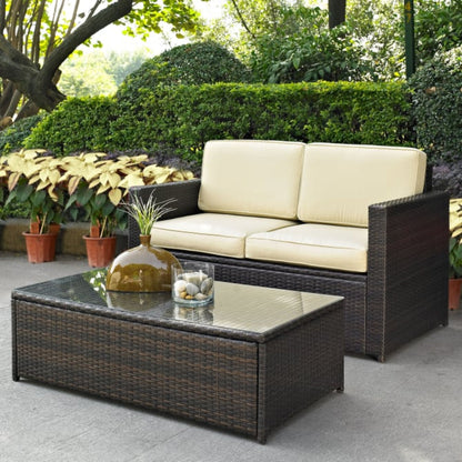 Crosley Palm Harbor 53.50 Inch 2pc Outdoor Wicker Conversation Set - KO70002BR