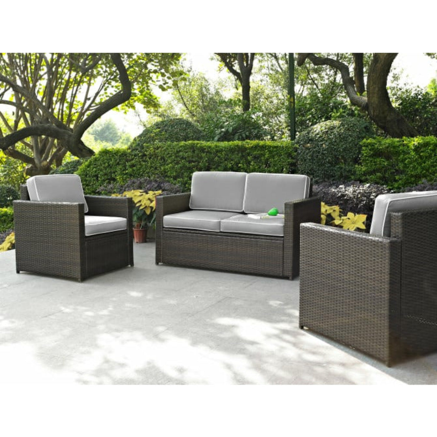 Crosley Palm Harbor 126.50 Inch 3pc Outdoor Wicker Conversation Set - KO70003BR