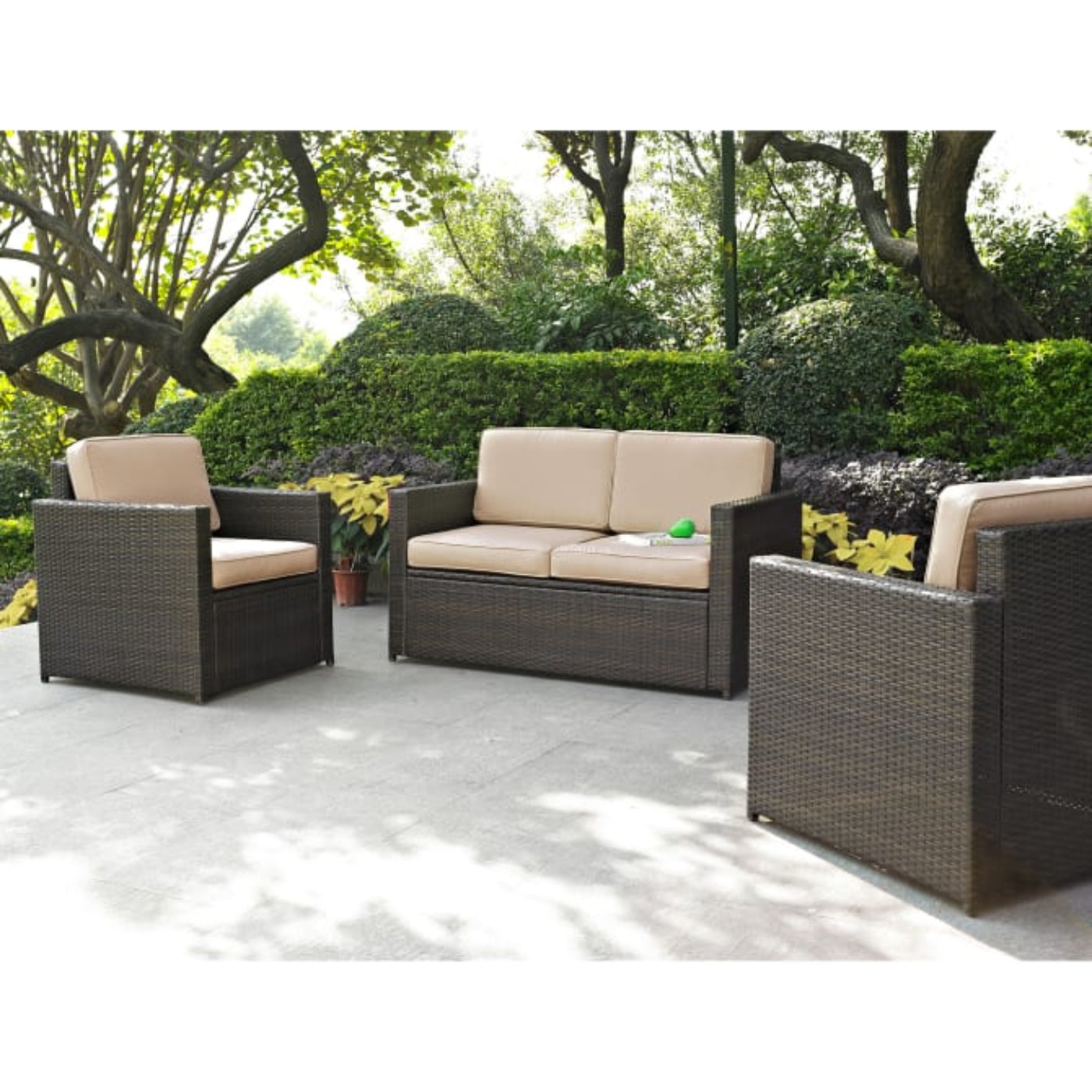 Crosley Palm Harbor 126.50 Inch 3pc Outdoor Wicker Conversation Set - KO70003BR