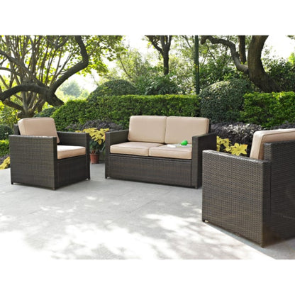 Crosley Palm Harbor 126.50 Inch 3pc Outdoor Wicker Conversation Set - KO70003BR