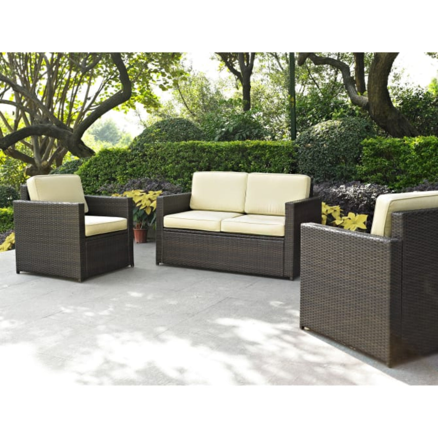 Crosley Palm Harbor 126.50 Inch 3pc Outdoor Wicker Conversation Set - KO70003BR