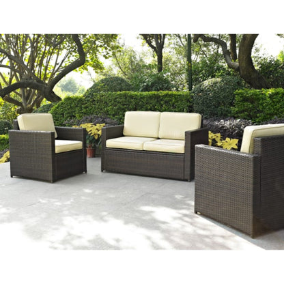 Crosley Palm Harbor 126.50 Inch 3pc Outdoor Wicker Conversation Set - KO70003BR