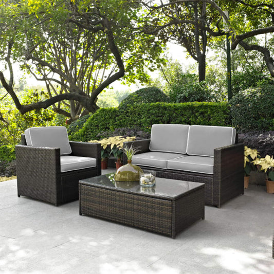 Crosley Palm Harbor 92 Inch 3pc Outdoor Wicker Conversation Set - KO70006BR