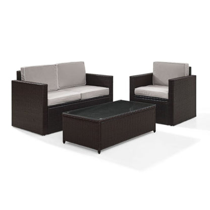 Crosley Palm Harbor 92 Inch 3pc Outdoor Wicker Conversation Set - KO70006BR
