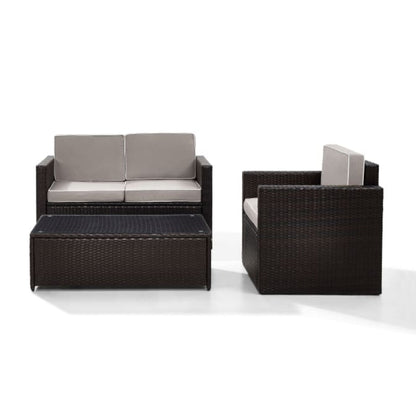 Crosley Palm Harbor 92 Inch 3pc Outdoor Wicker Conversation Set - KO70006BR