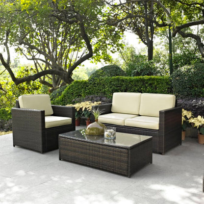 Crosley Palm Harbor 92 Inch 3pc Outdoor Wicker Conversation Set - KO70006BR